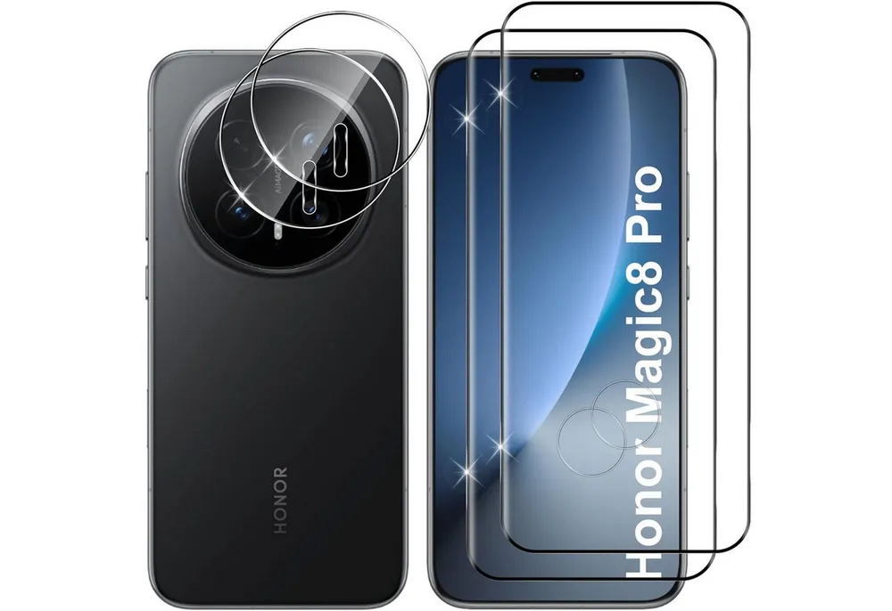 SmartUP Displayschutzglas 2X Schutzglas für Honor Magic 8 Pro Display Kamera Panzerfolie Full 3D für Honor Magic 8 Pro, 4 Stück, Rundumschutz, passgenaue Verarbeitung
