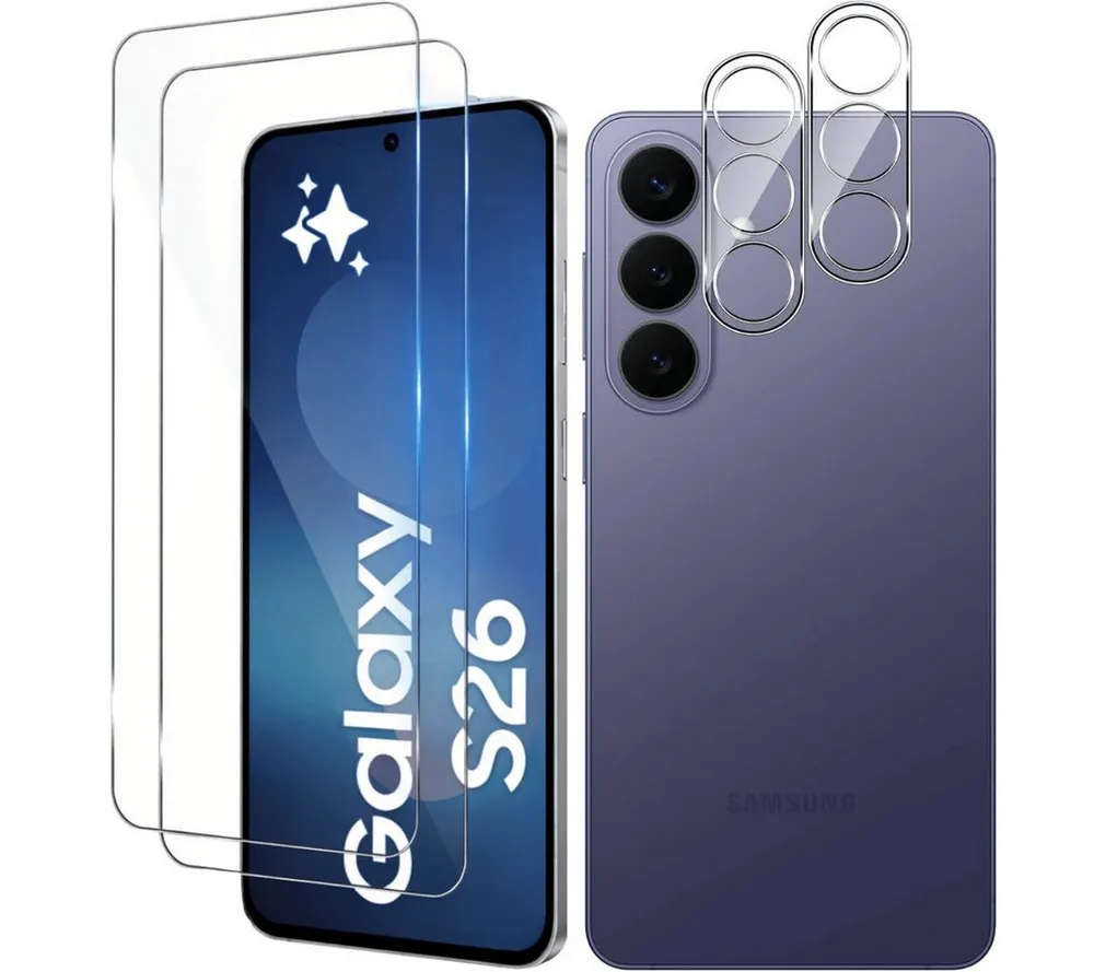 SmartUP Displayschutzglas 2X Schutzglas für Samsung Galaxy S26 Display Kamera Panzerglas Full 9H für Samsung Galaxy S26, 4 Stück, Rundumschutz, passgenaue Verarbeitung