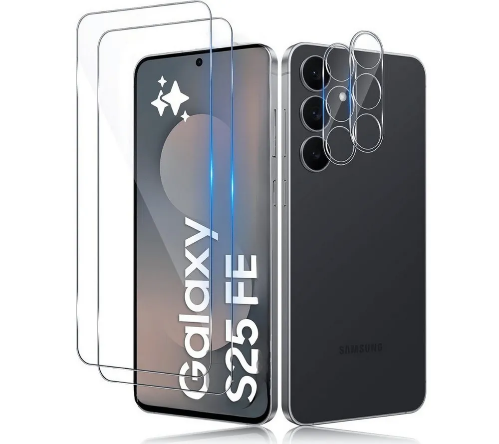SmartUP Displayschutzglas 2X Schutzglas für Sasmung Galaxy S25 FE Display Kamera Panzerglas 9H für Samsung Galaxy S25 FE, 4 Stück, Rundumschutz, passgenaue Verarbeitung