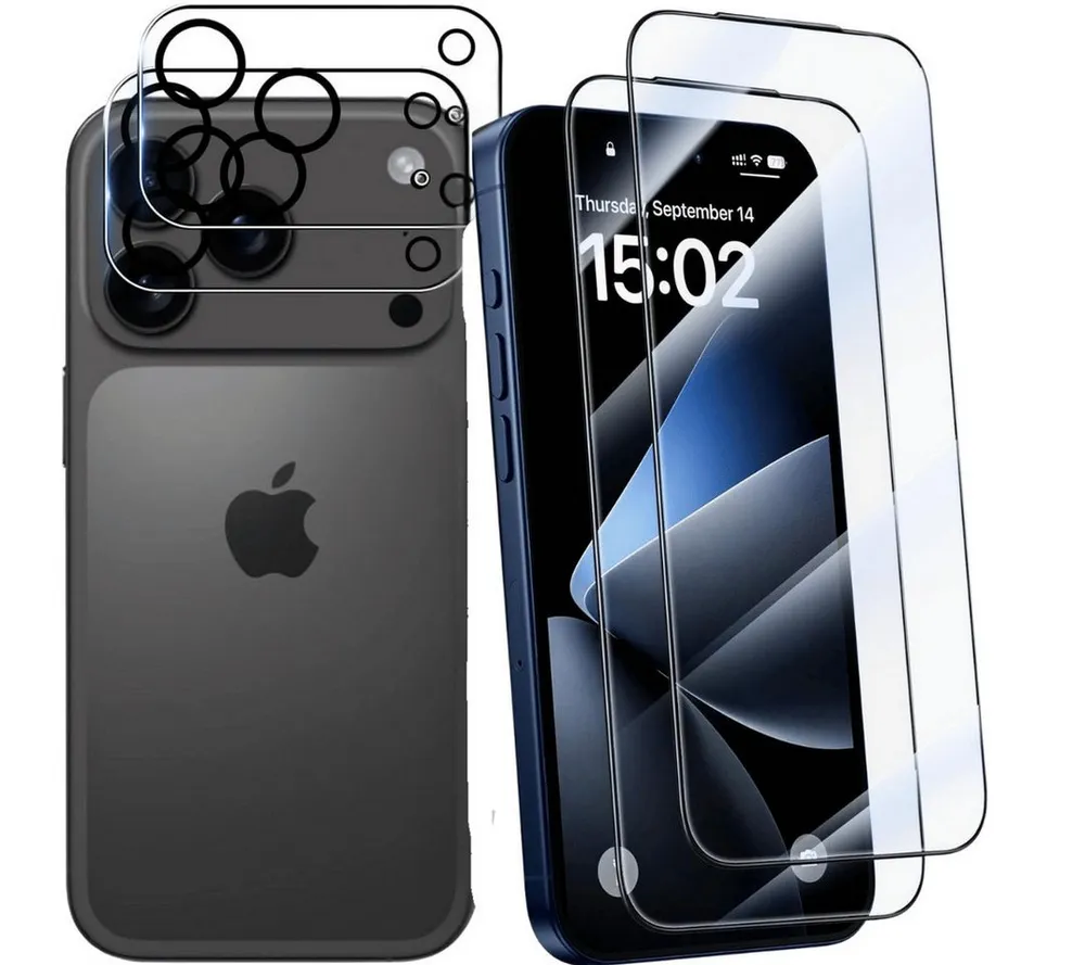 SmartUP Displayschutzglas 2X Schutzglas für iPhone 17 Pro Display Kamera Panzerfolie Full Screen für iPhone 17 Pro, 4 Stück, Rundumschutz, passgenaue Verarbeitung