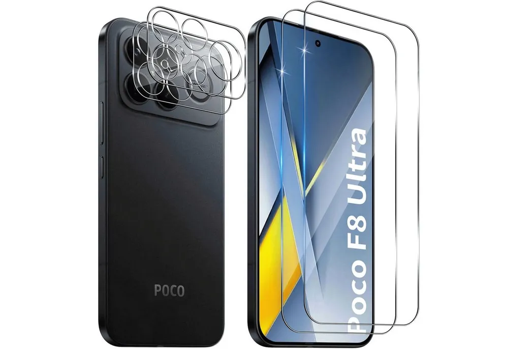 SmartUP Displayschutzglas 2X Schutzglas für Xiaomi Poco F8 Ultra Display Kamera Panzerfolie Full für Für Xiaomi Poco F8 Ultra 5G, 4 Stück, kompletter Rundumschutz