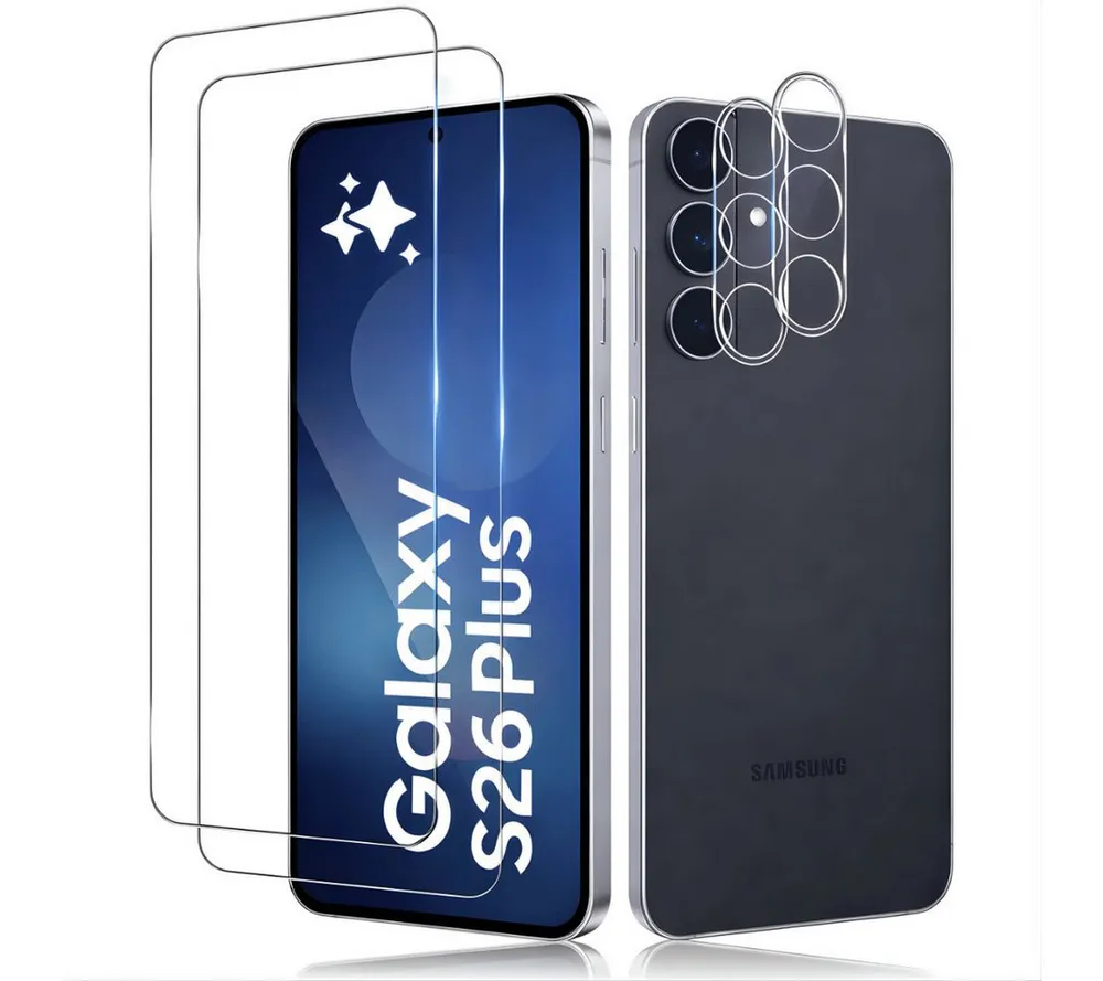 SmartUP Displayschutzglas 2X Schutzglas für Samsung Galaxy S26 Plus Display Kamera Panzerglas 9H für Samsung Galaxy S26 Plus, 4 Stück, Rundumschutz, passgenaue Verarbeitung