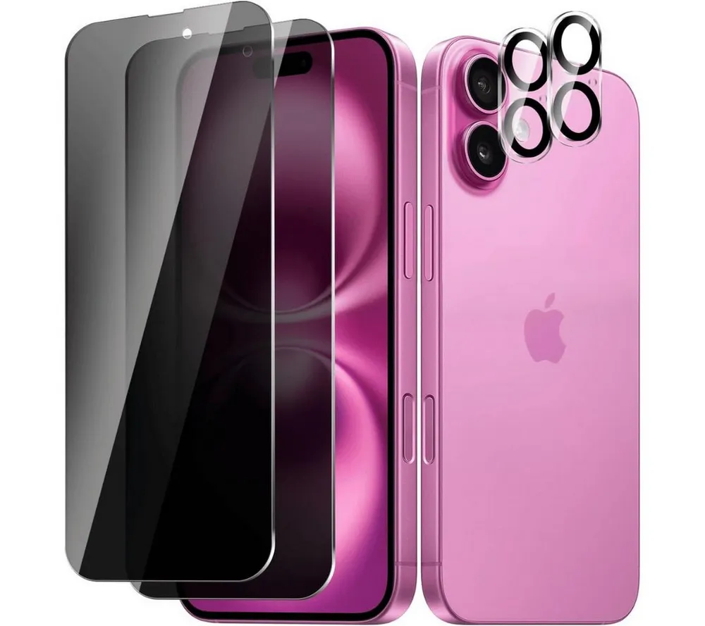SmartUP Displayschutzglas 2X Schutzglas für iPhone 16 Plus Sichtschutz Panzerglas Display Kamera für iPhone 16 Plus, Blickschutz, Anti-Spy