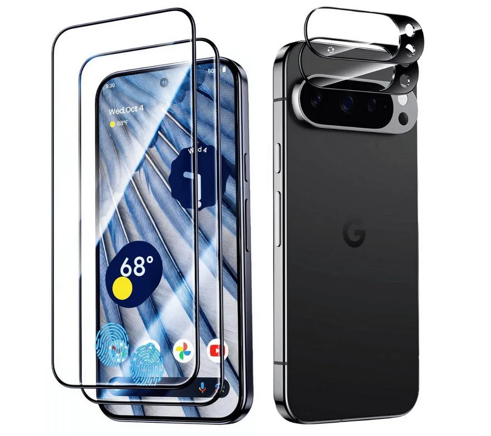 SmartUP Displayschutzglas 2X Schutzglas für Google Pixel 9 Pro Panzerfolie Display Kamera Full für Für Google Pixel 9 Pro, kompletter Rundumschutz