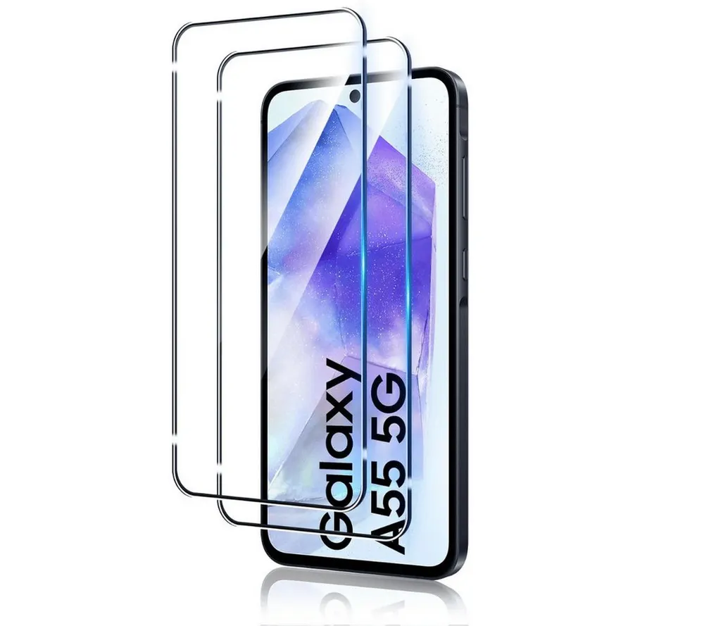 SmartUP Displayschutzglas 2X Schutzglas für Samsung Galaxy A55 5G Panzerfolie Display Full 9H für Samsung Galaxy A55 5G, kompletter Displayschutz