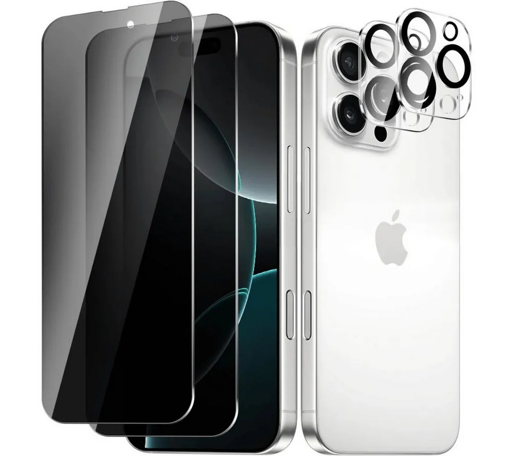 SmartUP Displayschutzglas 2X Schutzglas für iPhone 16 Pro Sichtschutz Display Kamera Panzerfolie für iPhone 16 Pro, Blickschutz, Anti-Spy