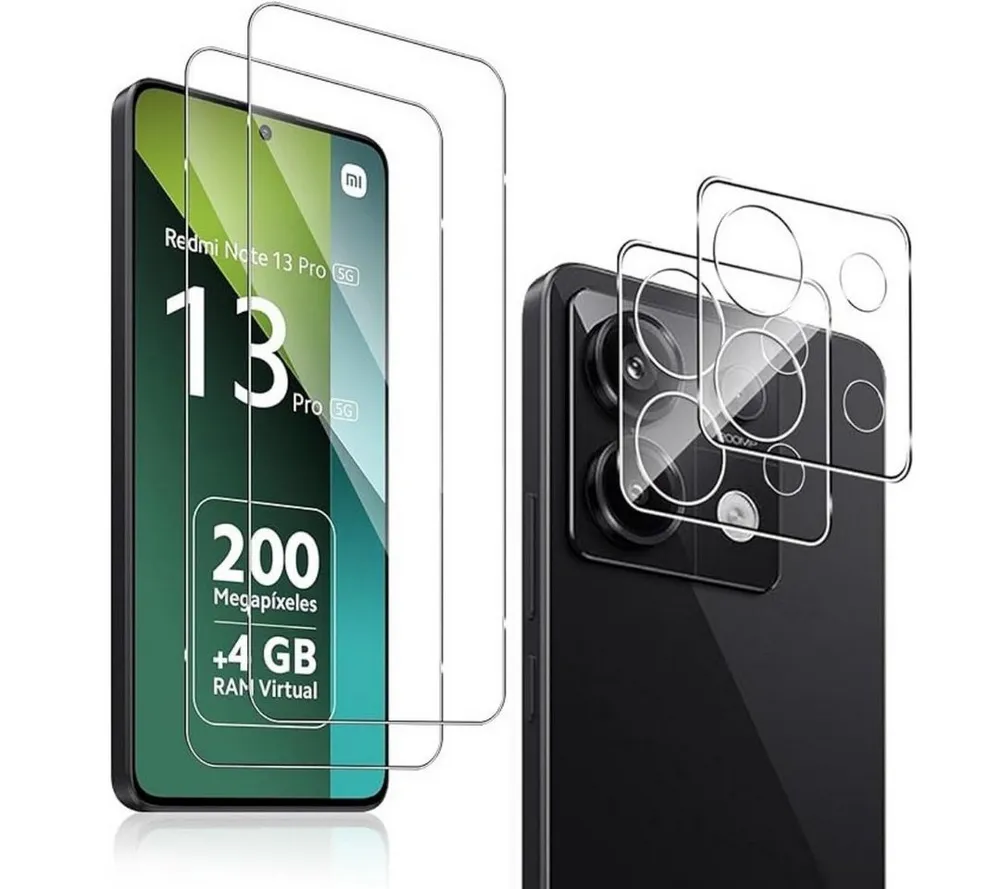 SmartUP Displayschutzglas 2X Schutzglas für Xiaomi Redmi Note 13 Pro 5G Panzerfolie Kamera Full, Panzerfolie
