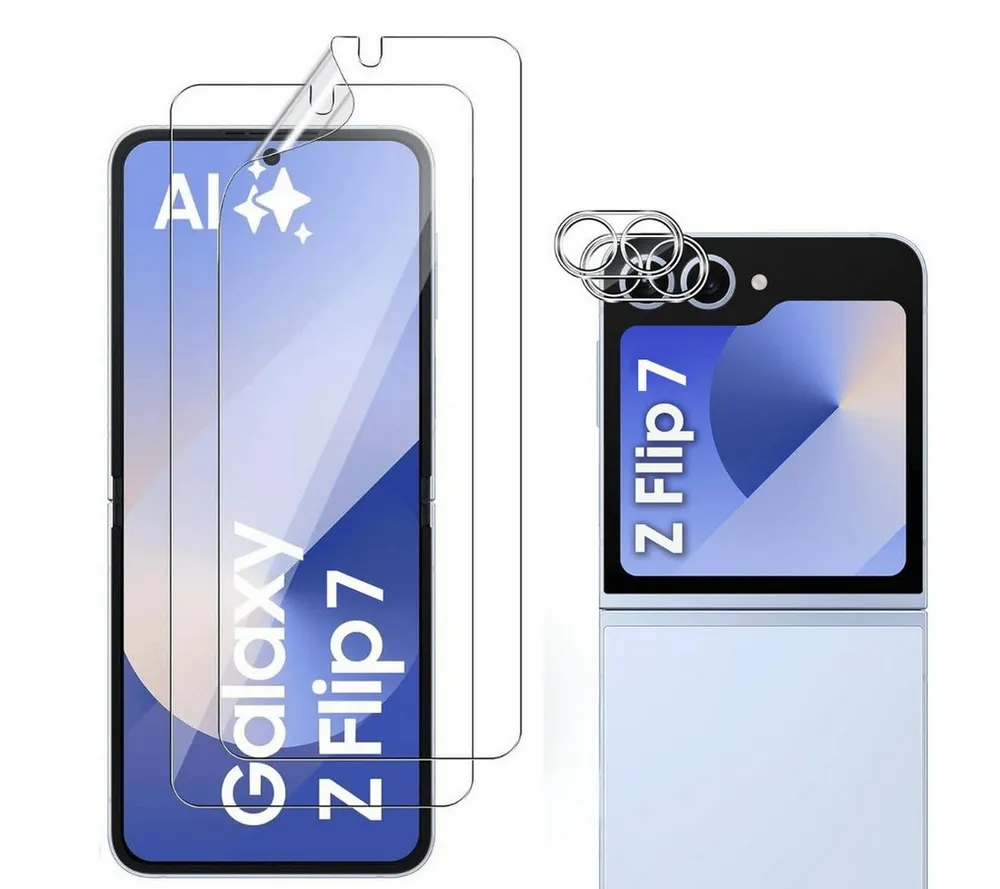 SmartUP Displayschutzglas 2X Schutzglas für Samsung Galaxy Z Flip 7 5G Kamera Display Glasfolie für Samsung Galaxy Z Flip 7 5G, Kamera- und Displayschutz