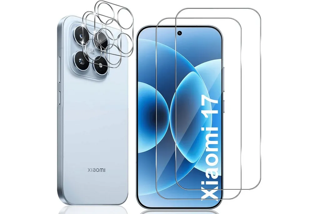 SmartUP Displayschutzglas 2X Schutzglas für Xiaomi 17 Display Kamera Panzerfolie Full Screen 9H für Xiaomi 17, 4 Stück, Rundumschutz, passgenaue Verarbeitung