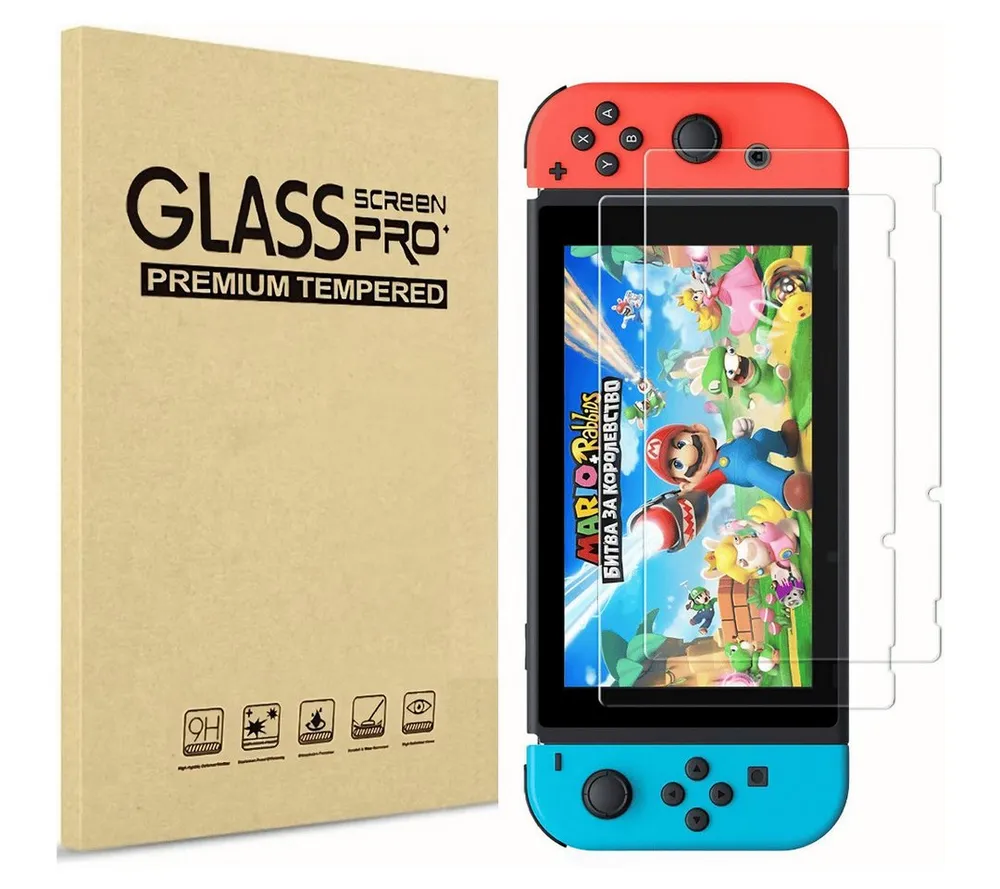 SmartUP Displayschutzglas 2X Schutzglas für Nintendo Switch Display Panzerfolie Full Screen 9H für Nintendo Switch, 2 Stück, Rundumschutz, passgenaue Verarbeitung