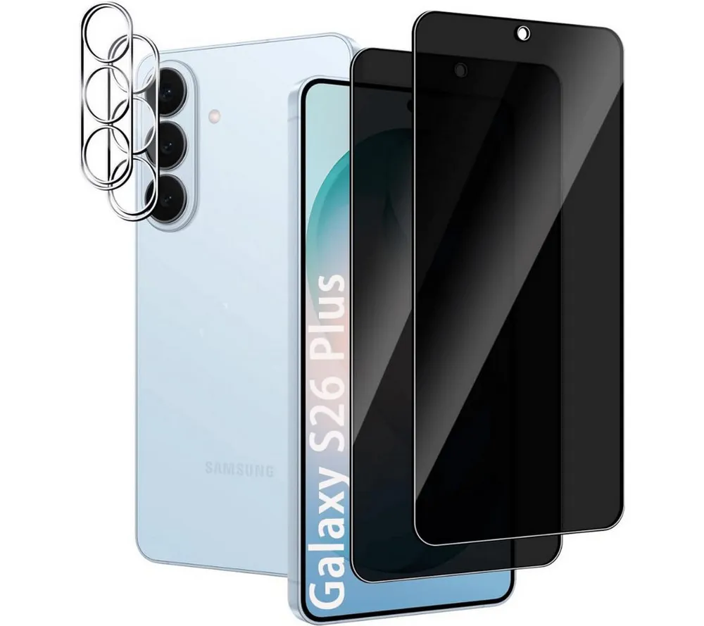 SmartUP Displayschutzglas 2X Schutzglas für Samsung Galaxy S26 Plus Blickschutz Display Kamera für Samsung Galaxy S26 Plus, 4 Stück, Anti-Spy, Blickschutz, Privacy