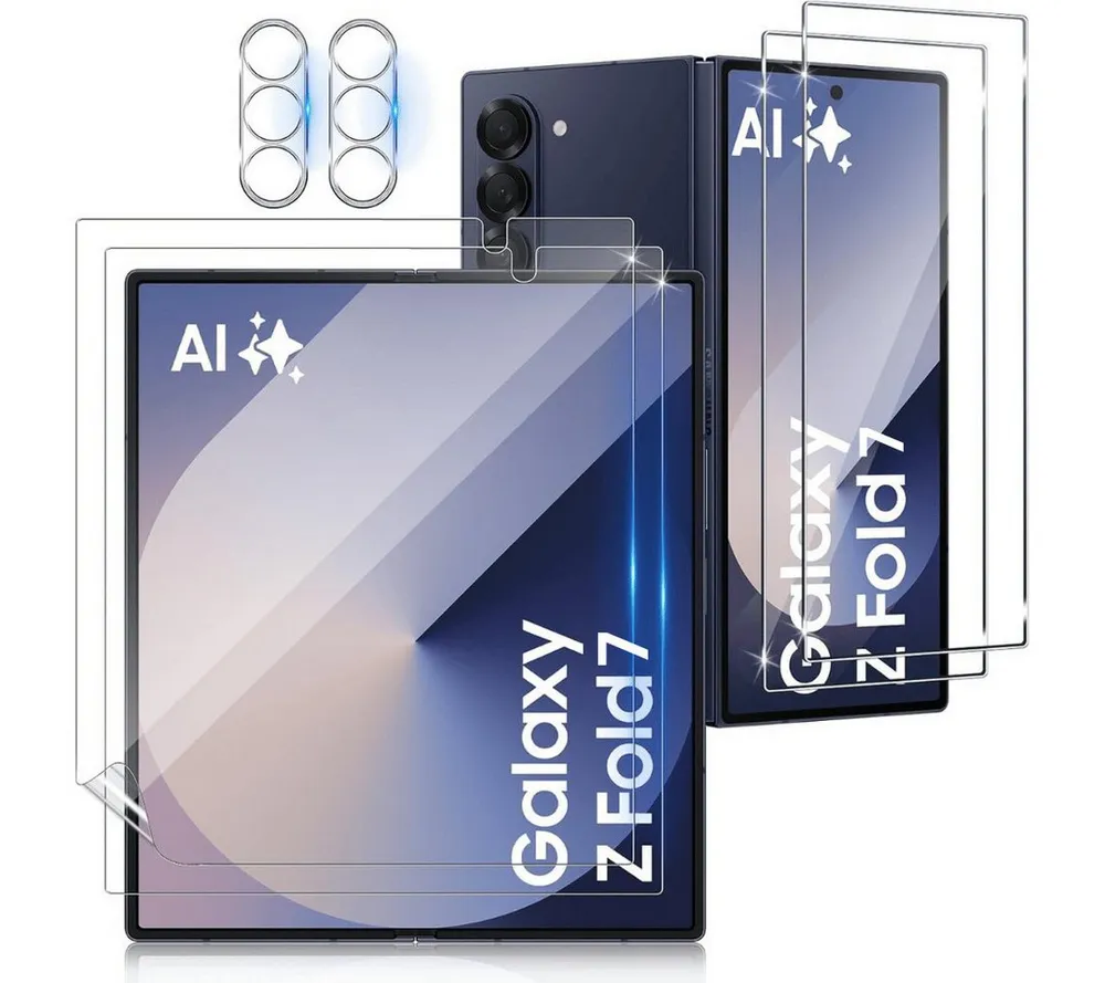 SmartUP Displayschutzglas 6X Schutzglas für Samsung Galaxy Z Fold 7 5G Display Kamera Glasfolie für Samsung Galaxy Z Fold 7 5G, kompletter Rundumschutz