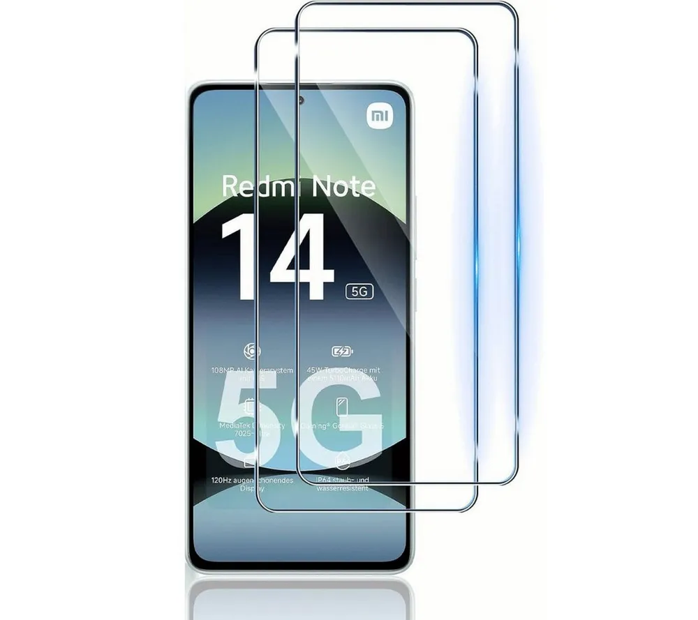 SmartUP Displayschutzglas für Xiaomi Redmi Note 14 5G Panzerfolie Glas Display Schutz Full 9H für Für Xiaomi Redmi Note 14 5G, kompletter Rundumschutz
