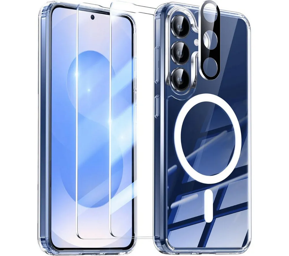 SmartUP Smartphone-Hülle 4in1 für Samsung Galaxy S25 Plus 2X Schutzglas 1X Kameraschutz Case 9H 6,7 Zoll, kompletter Rundumschutz