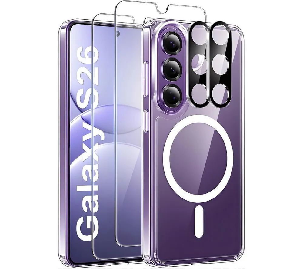 SmartUP Smartphone-Hülle für Samsung Galaxy S26 MagSafe Schutzglas Panzerfolie Display Kamera 6,3 Zoll, 5in1 Set - MagSafe kompatibel