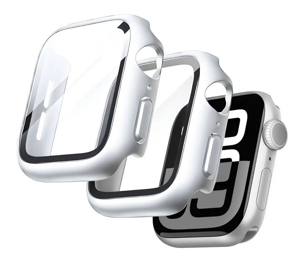 SmartUP Smartwatch-Hülle 2X Hülle für Apple Watch 11 42mm 46mm Case Cover Schutzglas Display 9H Für Apple Watch Serie 11, kompletter Rundumschutz