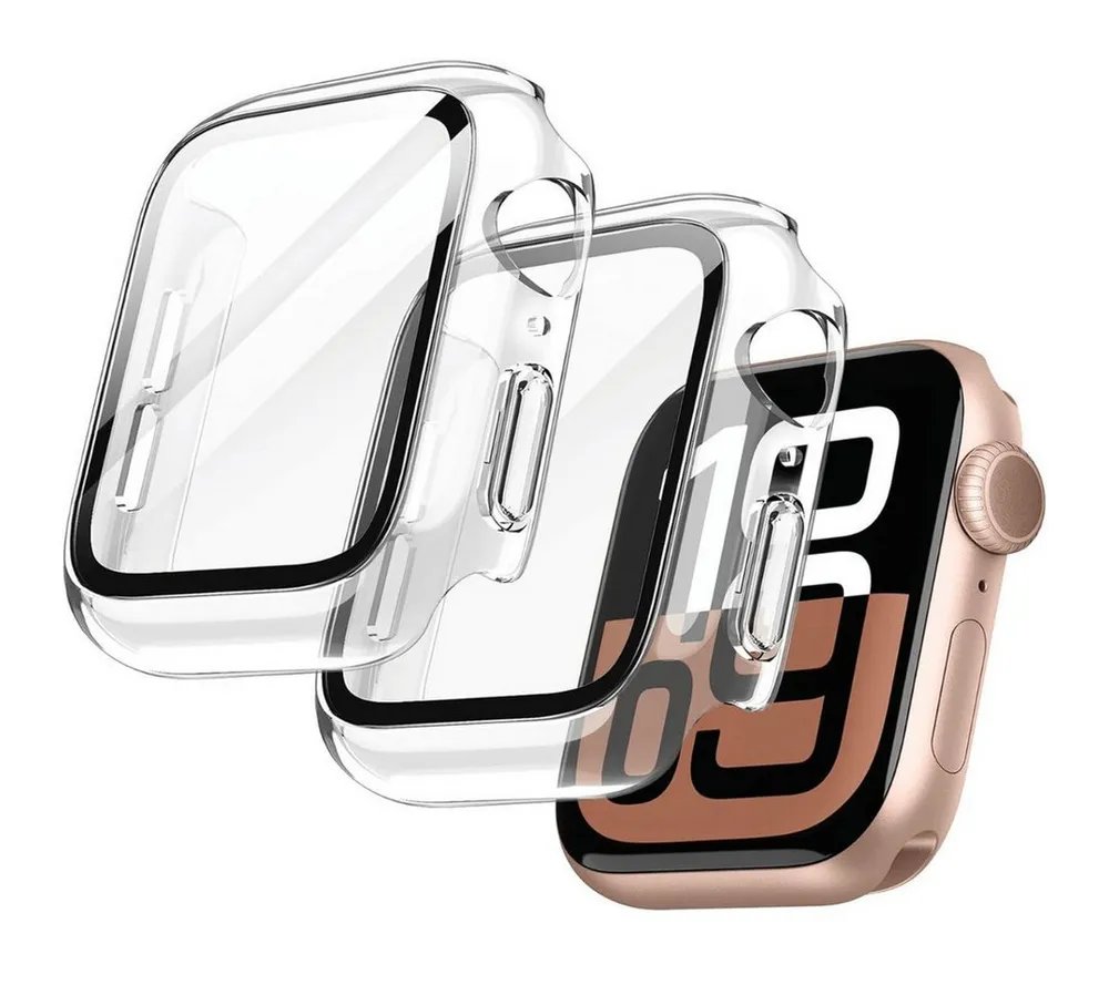 SmartUP Smartwatch-Hülle 2X Hülle für Apple Watch 11 42mm 46mm Case Cover Schutzglas Display 9H Für Apple Watch Serie 11, kompletter Rundumschutz