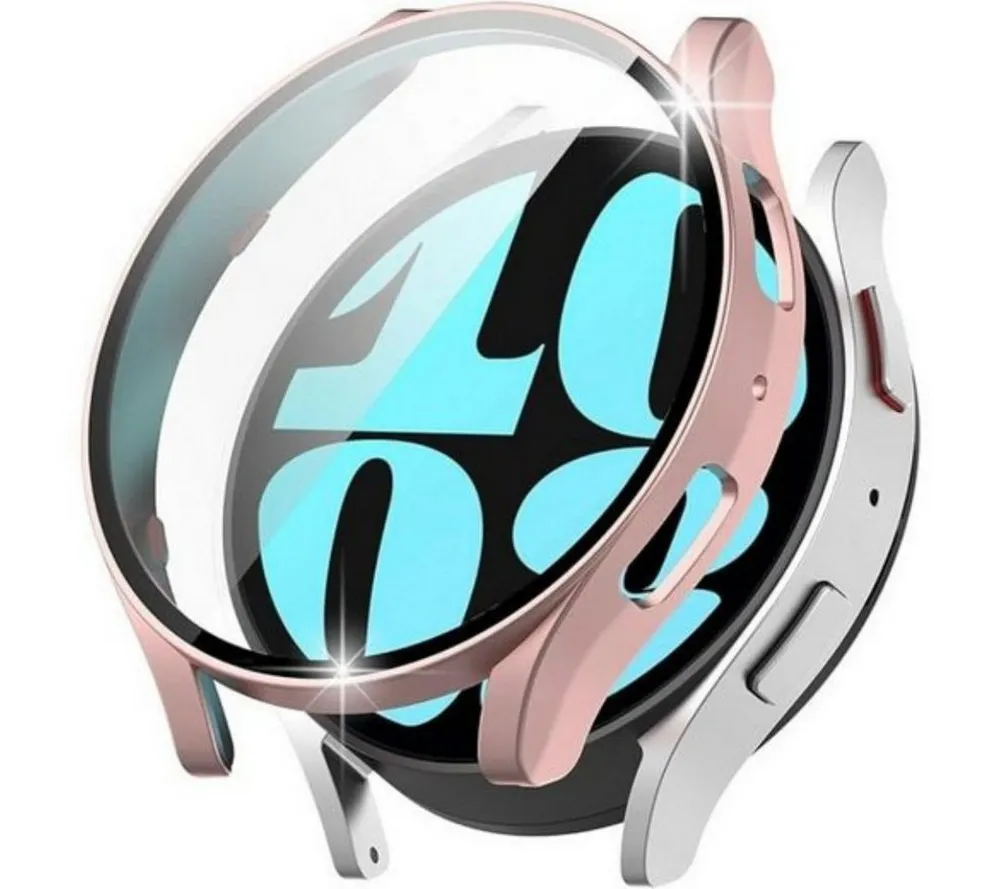 SmartUP Smartwatch-Hülle 2X Hülle für Samsung Galaxy Watch 6 40mm / 44mm Schutzglas Case Tasche, kompletter Rundumschutz