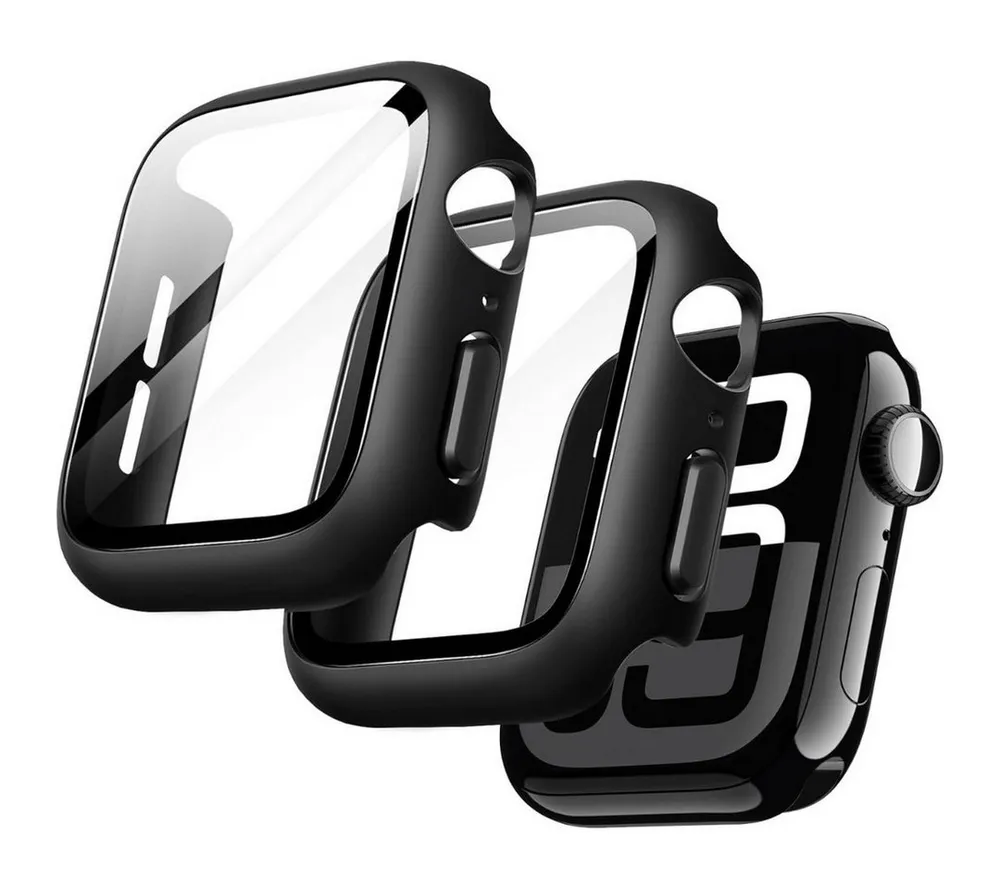 SmartUP Smartwatch-Hülle 2X Hülle für Apple Watch 11 42mm 46mm Case Cover Schutzglas Display 9H Für Apple Watch Serie 11, kompletter Rundumschutz
