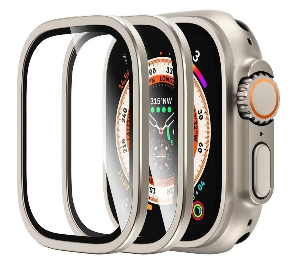 SmartUP Smartwatch-Hülle 2X Schutzglas für Apple Watch Ultra 3 / Ultra2 / Ultra 49mm Titan, Displayschutzglas