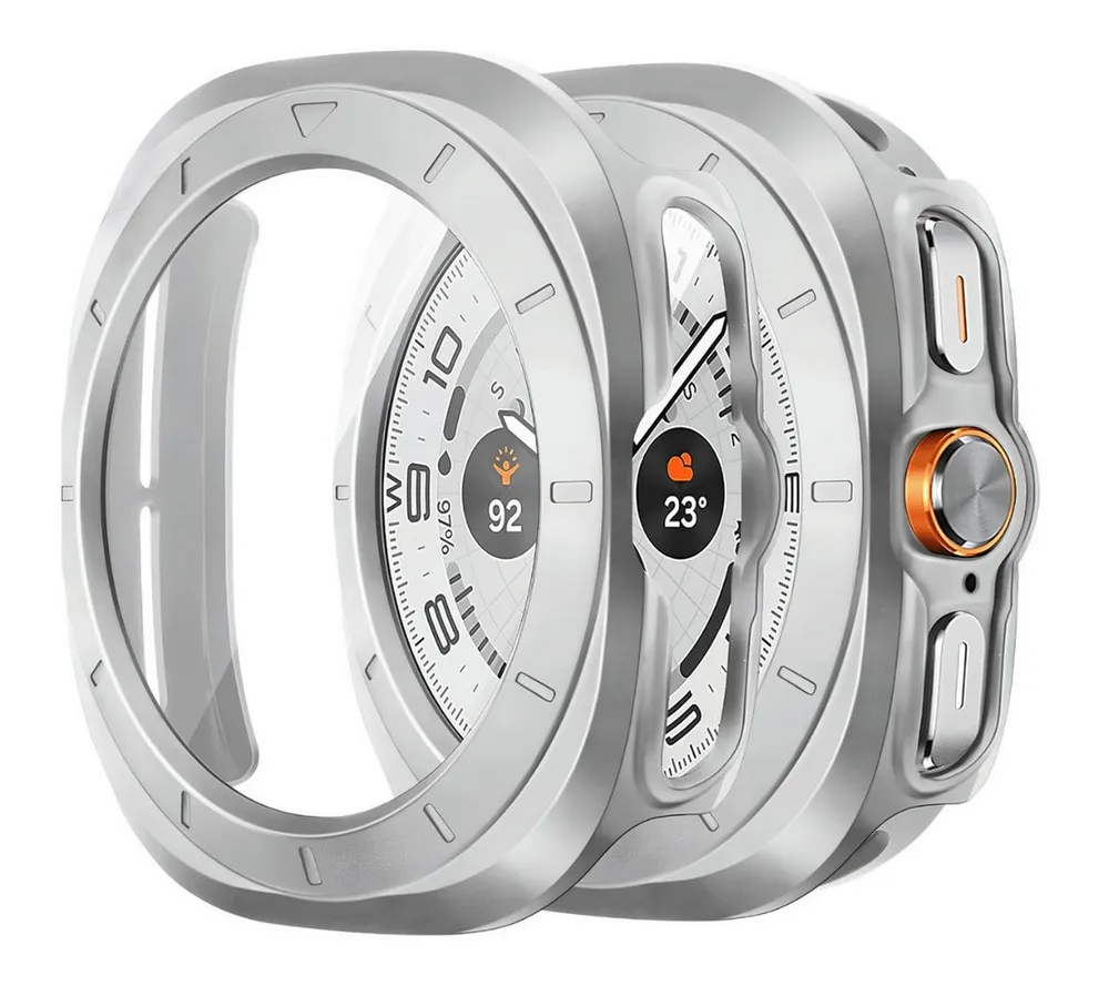 SmartUP Smartwatch-Hülle für Samsung Galaxy Watch Ultra 47mm Schutzglas Cover Display Case 9H, kompletter Rundumschutz