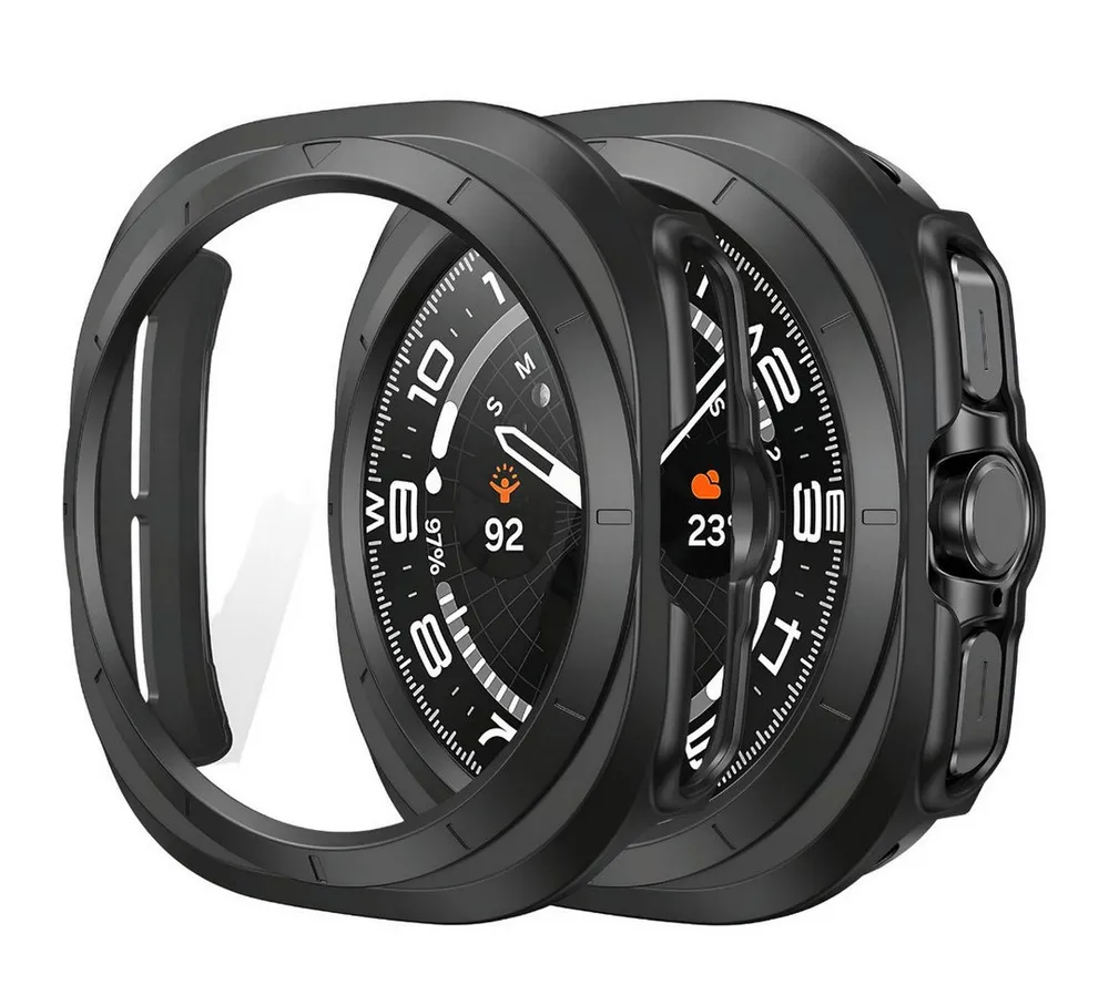 SmartUP Smartwatch-Hülle für Samsung Galaxy Watch Ultra 47mm Schutzglas Cover Display Case 9H, kompletter Rundumschutz
