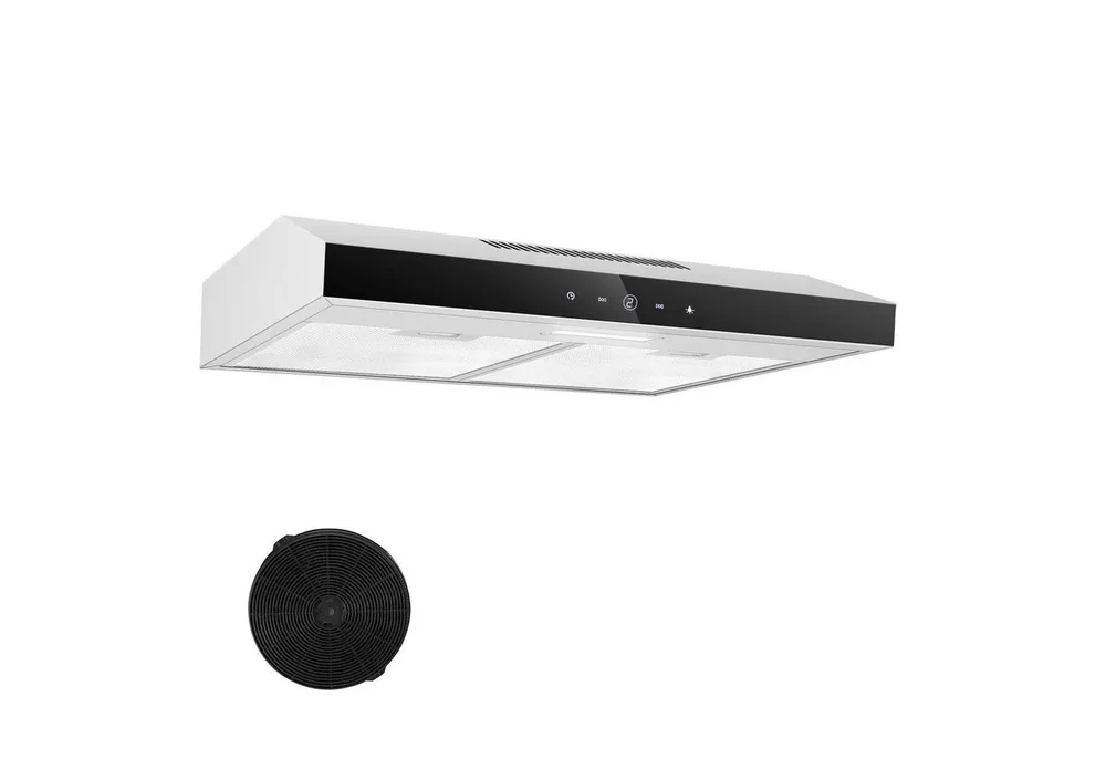 SNDOAS Kopffreihaube Dunstabzugshaube 60cm Unterbau für Umluft oder Abluft, 201 m³/h Dunstabzugshaube 60cm Unterbau für Umluft oder Abluft, 201 m³/h, mit Aktivkohlefilter CF-K, Edelstahlgehäuse, 3 Stufen, 2W LED-Licht