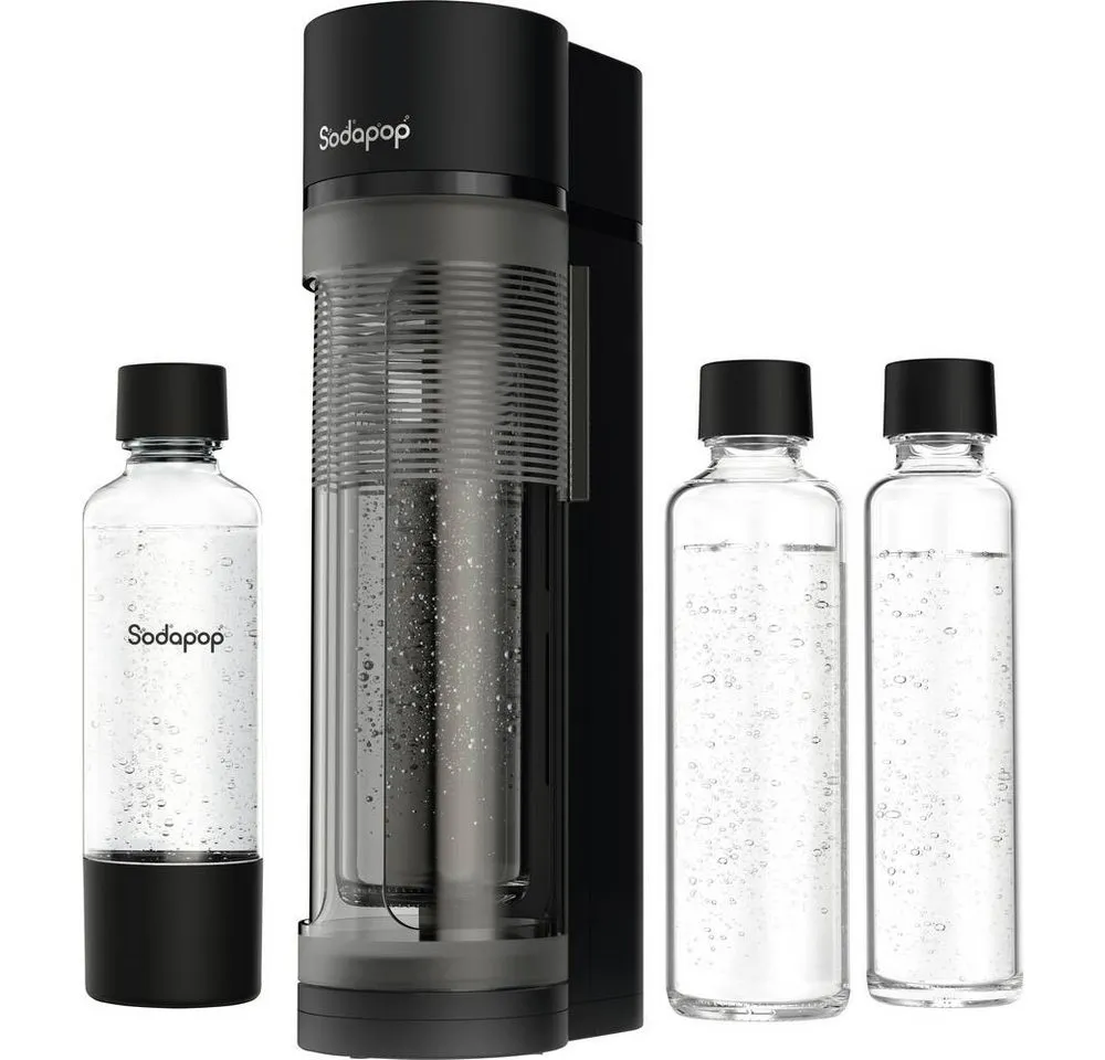 Sodapop Wassersprudler Logan matt schwarz inkl. 3 Flaschen OHNE CO² Zylinder