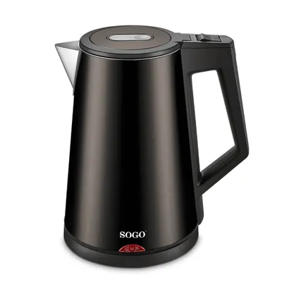 Wasserkocher Sogo 1.7L Edelstahl Schwarz Cool Touch