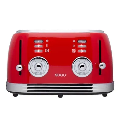 Toaster Sogo SS-5465 4 Schlitze Rot Edelstahl