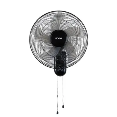 Sogo Wandventilator, 5 Flügel, 40 cm, 50 W, oszillierend, leise, 3 Geschwindigkeiten, Schwarz