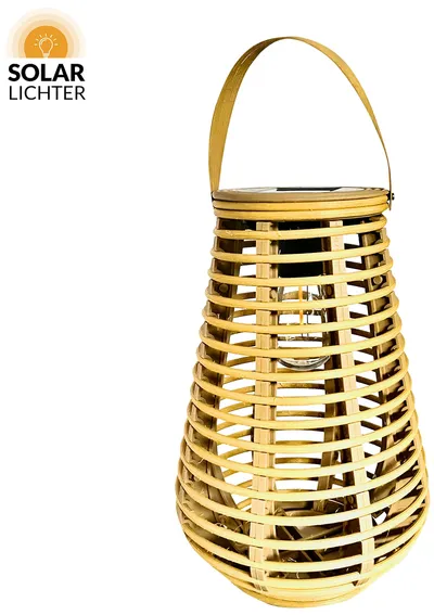 SOLAR LICHTER Solar LED-Akku-Rattanleuchte Solar M, 2700 K