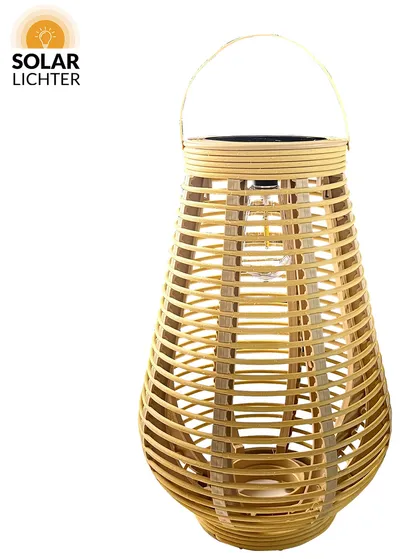 SOLAR LICHTER Solar LED-Akku-Rattanleuchte Solar L, 2700 K