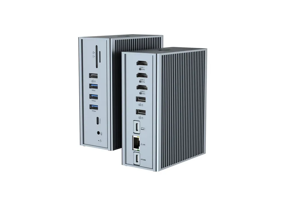 Solarandmore USB C-Dockingstation 16 in 1 Dreifach-Display Universal-Dockingstation USB-Adapter USB-C Stecker zu USB-C, HDMI, Micro-USB, RJ45, SD, TF, Audio