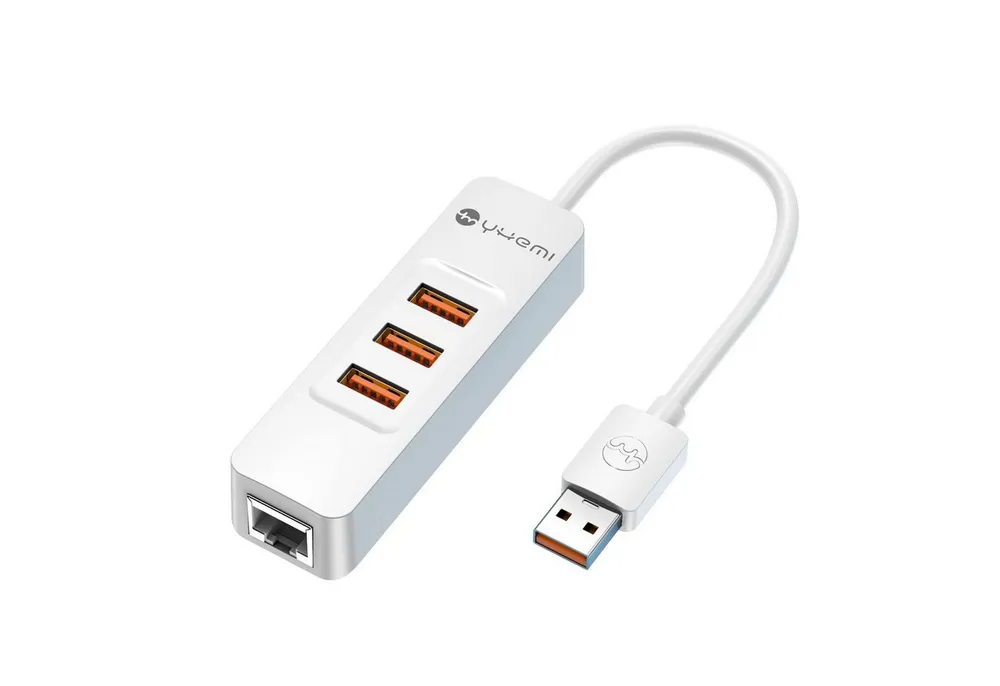 Solarandmore USB Hub 4-in-1 mit 3x USB 3.0, RJ45 – LAN Adapter USB-Adapter USB Typ A Stecker zu USB Typ A, RJ45, 4-in-1 Hub, USB 3.0, RJ45 LAN, Plug & Play, kompakt