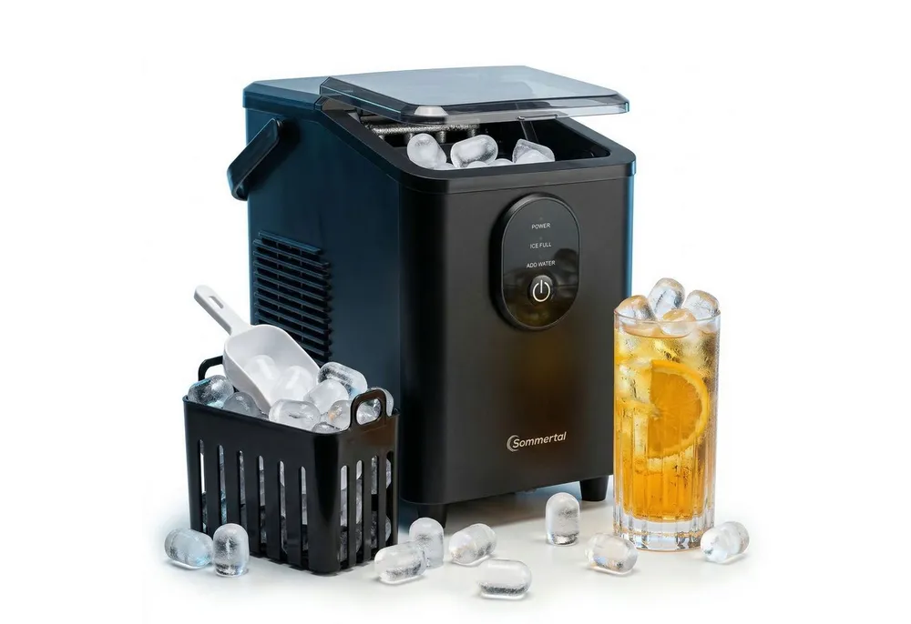 Sommertal Eiswürfelmaschine Sommertal Eiswürfelmaschine Eismaschine 12kg Eiswürfelbereiter, 0,3kg Bullet Eis in 20 Min Selbstreinigend & Leise Ice Maker