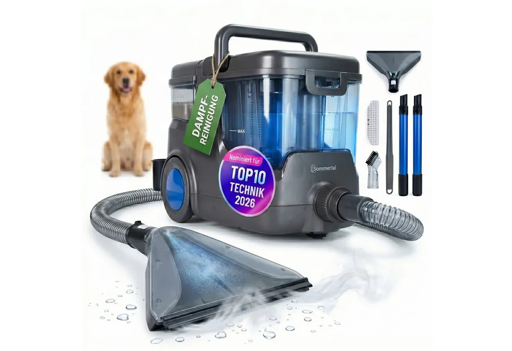 Sommertal Teppichreinigungsgerät Sommertal HYDRO 9000 MAX Waschsauger – 1.000W & 28 kPa, 1000 W, Teppichreiniger & Polsterreiniger mit Dampfsauger & Nasssauger