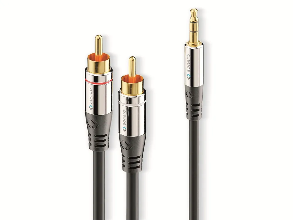 SONERO Audio-Adapterkabel, Klinke/Cinch, 3,5 mm, Stereo, 0,5 m, schwarz