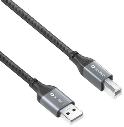 SONERO USB 2.0 Kabel SPC-U010-050 A/B 5m grau-schwarz