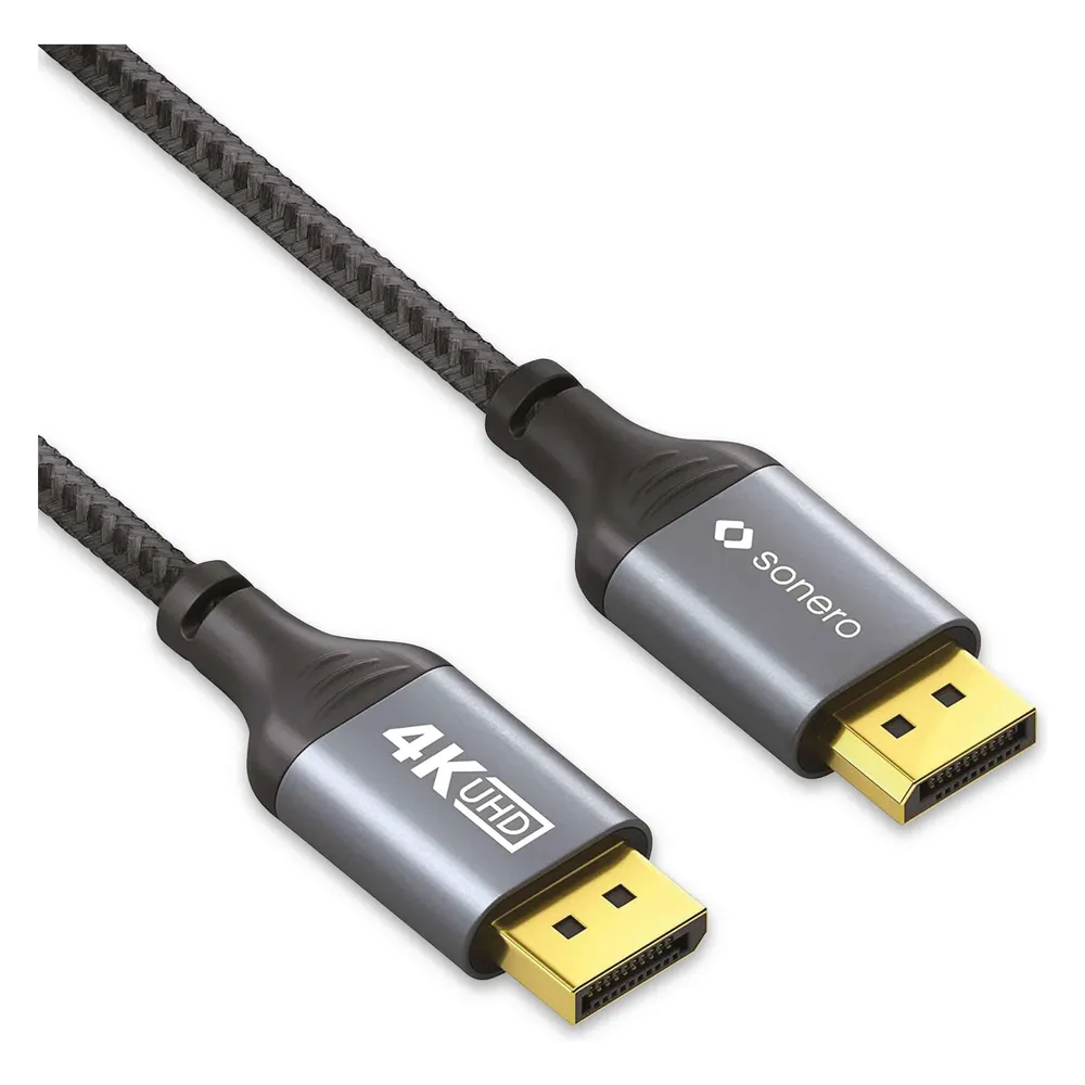 2x Sonero DisplayPort-Kabel, Stecker/Stecker, 4K60, grau/schwarz, 1 m