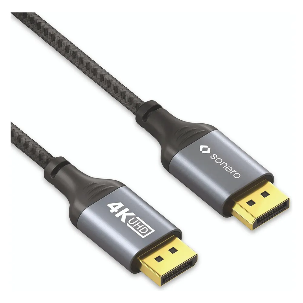 2x Sonero DisplayPort-Kabel, Stecker/Stecker, 4K60, grau/schwarz, 3 m