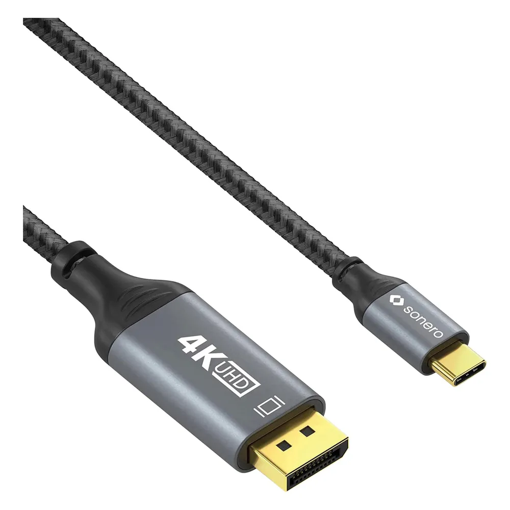 Sonero USB-C/DisplayPort-Kabel, 4K60, Stecker/Stecker, grau/schwarz, 2 m