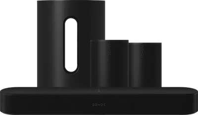 Sonos Beam Gen 2 Schwarz + 2x Era 100 Schwarz + Sub Mini Schwarz