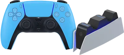 Kabelloser Controller Sony PlayStation 5 DualSense Starlight Blue + BlueBuilt-Ladestation