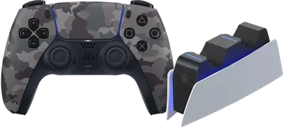 Kablloser Controller Sony PlayStation 5 DualSense Grey Camo + BlueBuilt-Ladestation