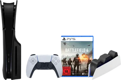 PlayStation 5 Slim mit Laufwerk + Battlefield 6 + Schwarze Cover + Ladestation
