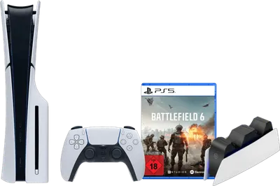 PlayStation 5 Slim mit Laufwerk + Battlefield 6 + Ladestation