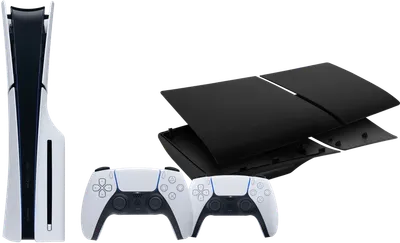 PlayStation 5 Slim mit Laufwerk + Covers Schwarz + Zusätzlicher Controller Weiß