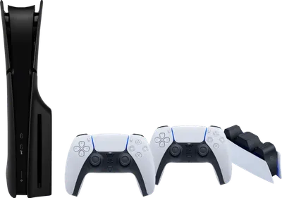 PlayStation 5 Slim mit Laufwerk + Schwarze Covers + Zusätzlicher Controller Weiß + Ladestation