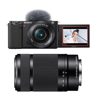 Digitalkamera Sony Alpha ZV-E10 24,2 MP 3x optischer Zoom APS-C Sensor 4K WiFi Kit 16-50mm 55-210mm Schwarz